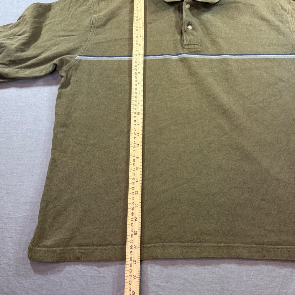 Timberland Long Sleeve Polo Mens XL Olive Green Excellent Striped Cotton Shirt - Picture 3 of 7